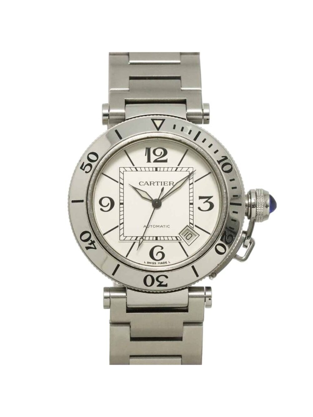 Cartier Pasha Seatimer Watch Date Silver Automatic